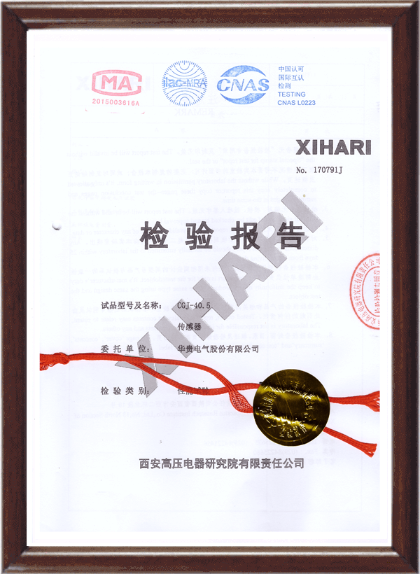 傳感器CGJ-40.5檢驗報告